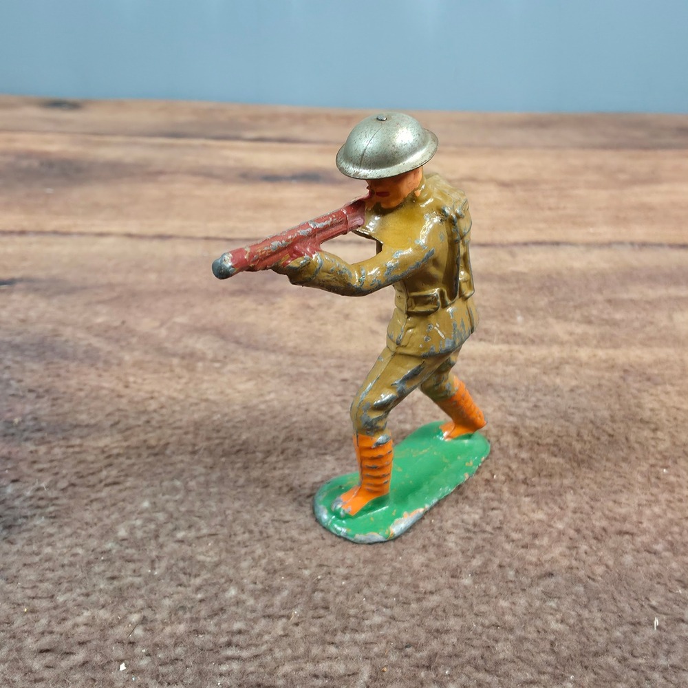 Vintage Barclay Lead Toy Soldiers Set 5pc Green Brown Hand Painted WWII - Picture 3 of 16